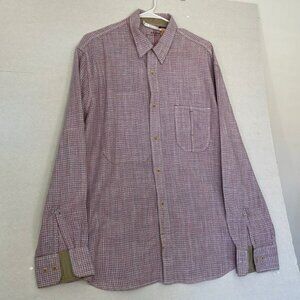 French Connection Mens Long Sleeve Soft Cotton Plaid Shirt, Red White Blue, XL